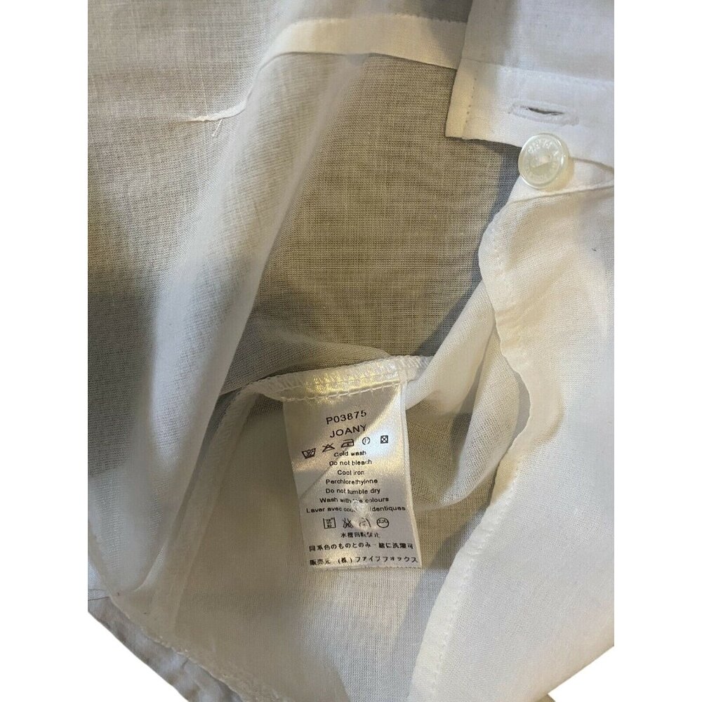 New $430 Anne Fontaine 0 XS White Sheer Voile Blouse Shirt Top Ruffle V Neck - Picture 6 of 6